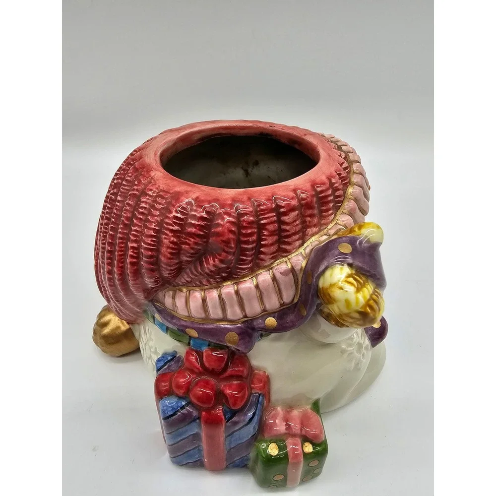 Fitz‎ and Floyd Home Fragrance Snowman Ceramic Candle Holder Planter Christmas
